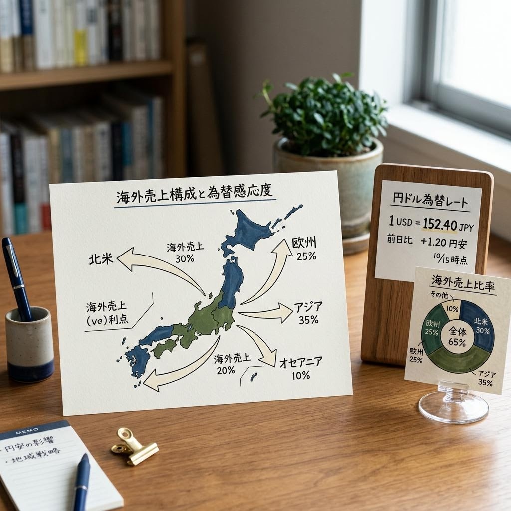 海外売上比率と為替シグナルを示す編集資料